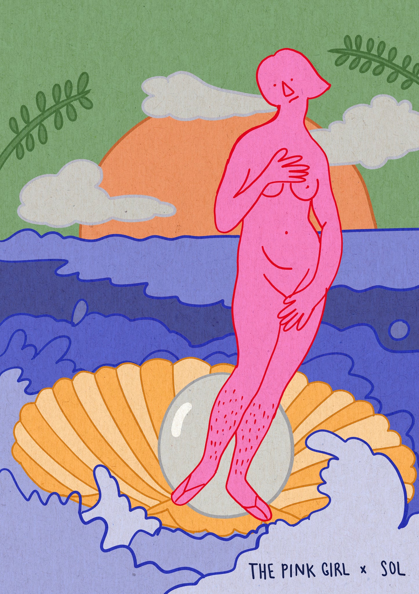 The birth of Pink framed digital painting (Limited edition)